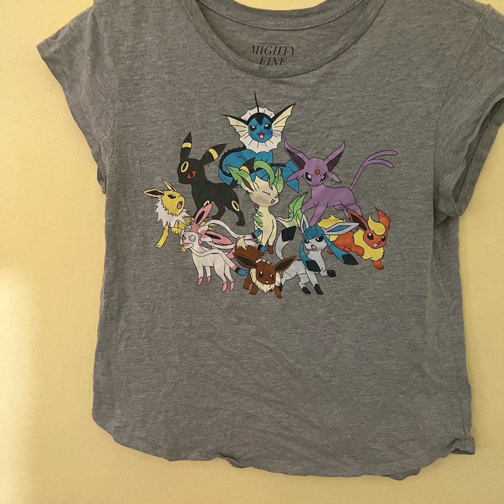 Kids Mighty Fine Pokémon Gray Tee Size Large